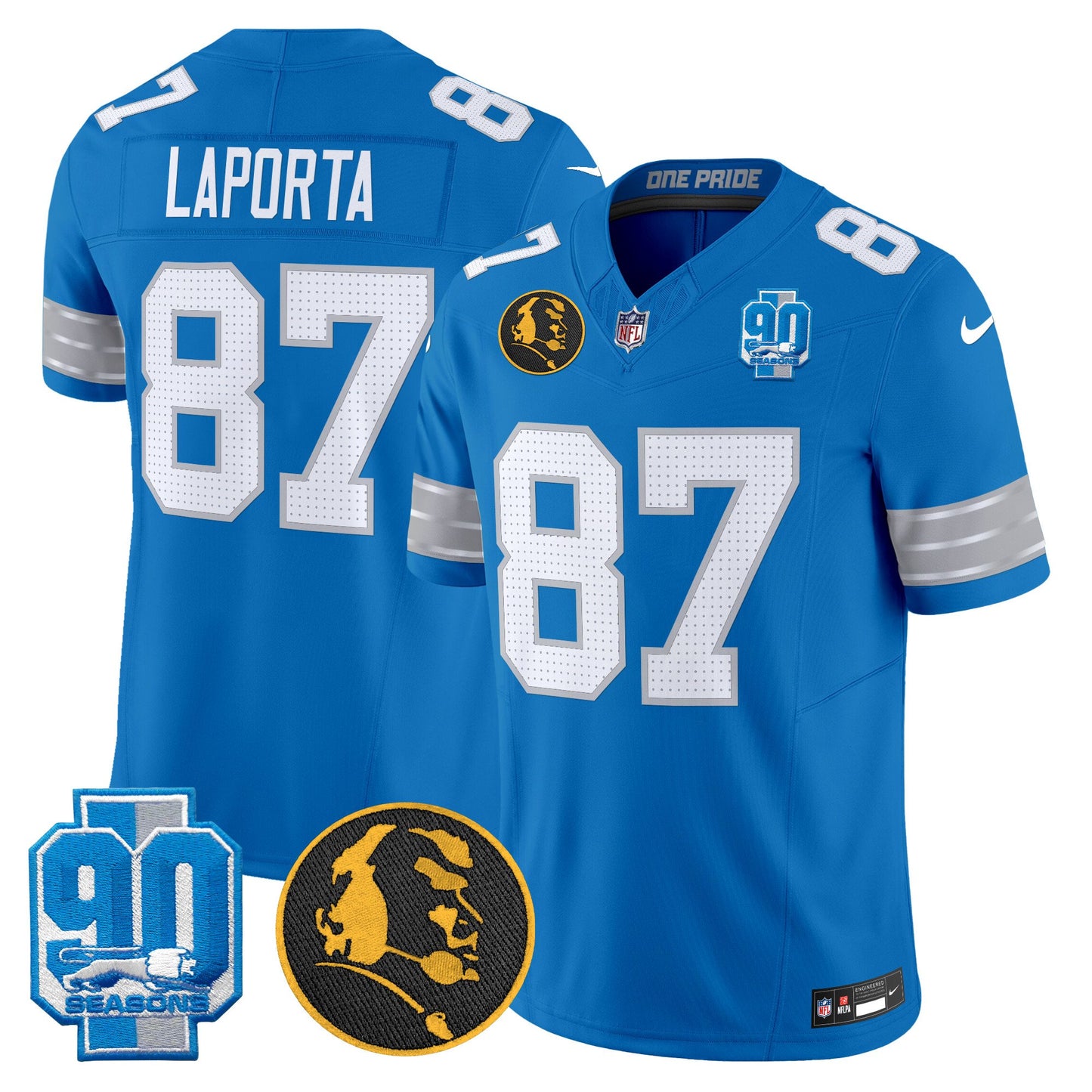 Men's Detroit Lions 2024 90th & John Madden Patch Vapor Limited Jersey - All Stitched