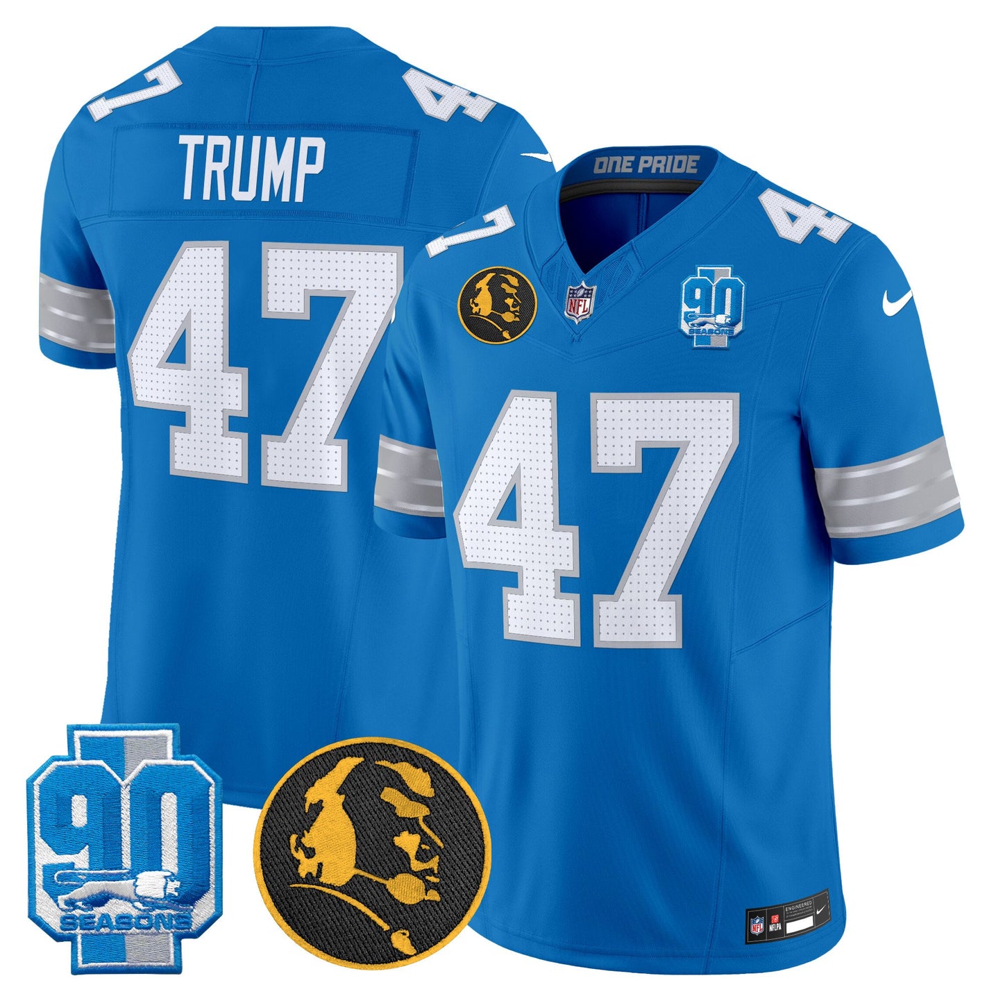 Men's Detroit Lions 2024 90th & John Madden Patch Vapor Limited Jersey - All Stitched