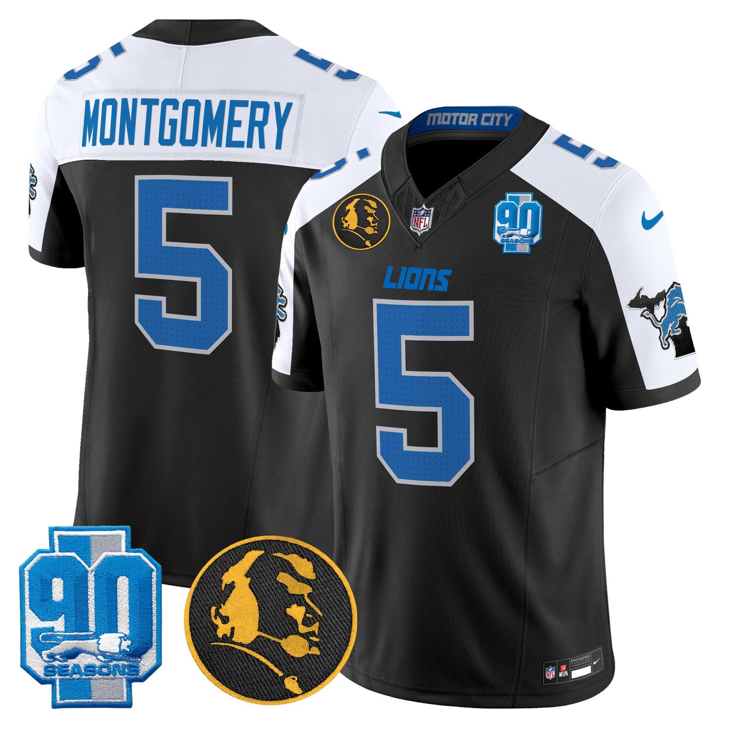 Men's Detroit Lions 2024 90th & John Madden Patch Vapor Limited Jersey - All Stitched