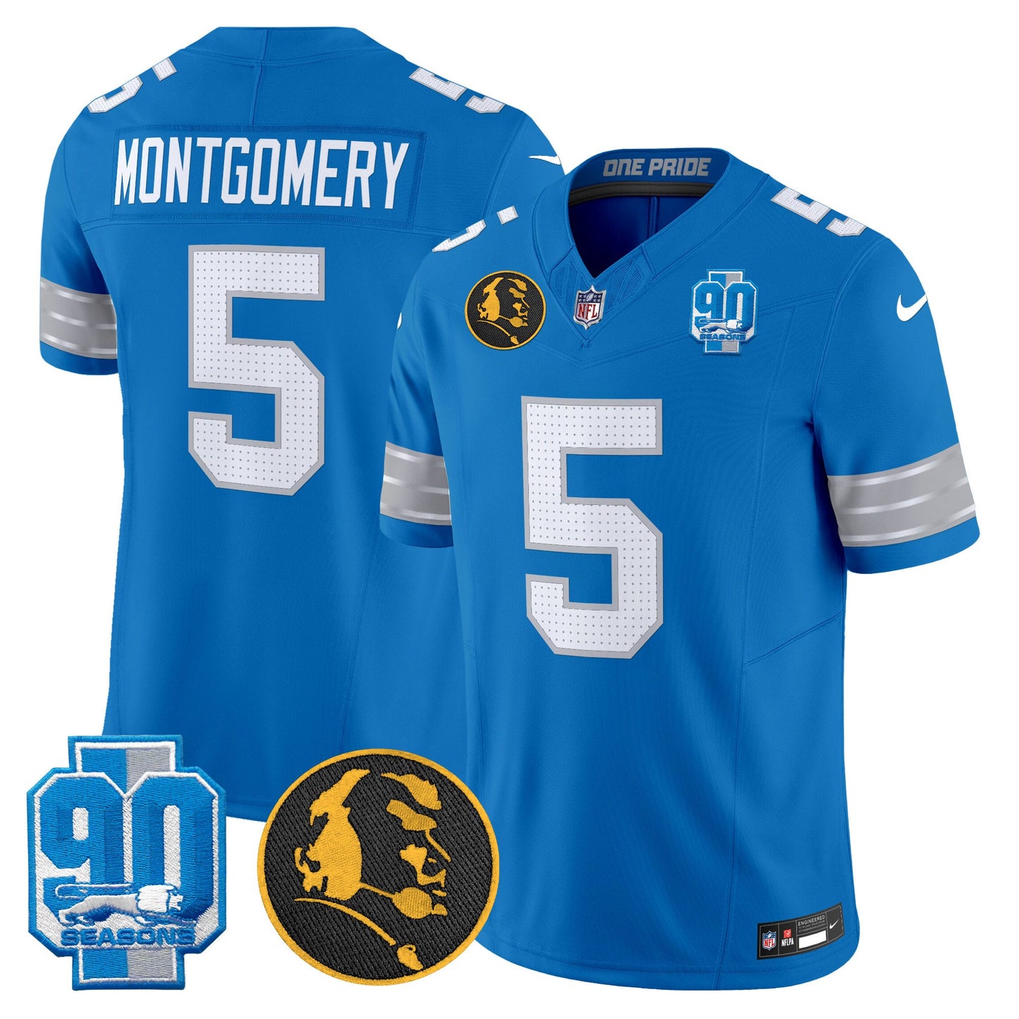 Men's Detroit Lions 2024 90th & John Madden Patch Vapor Limited Jersey - All Stitched