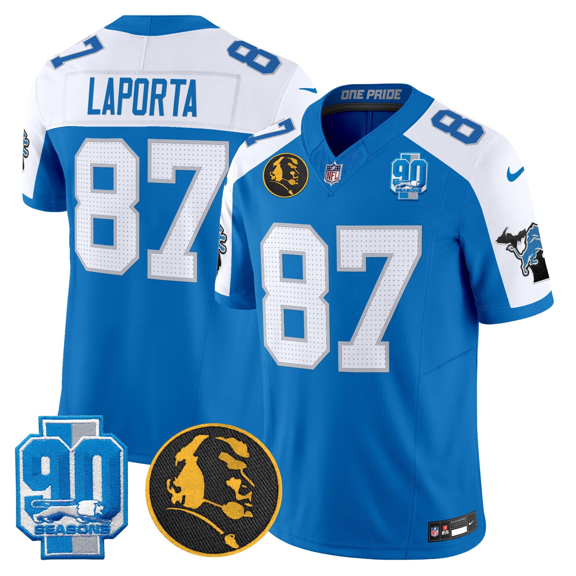 Men's Detroit Lions 2024 90th & John Madden Patch Vapor Limited Jersey - All Stitched