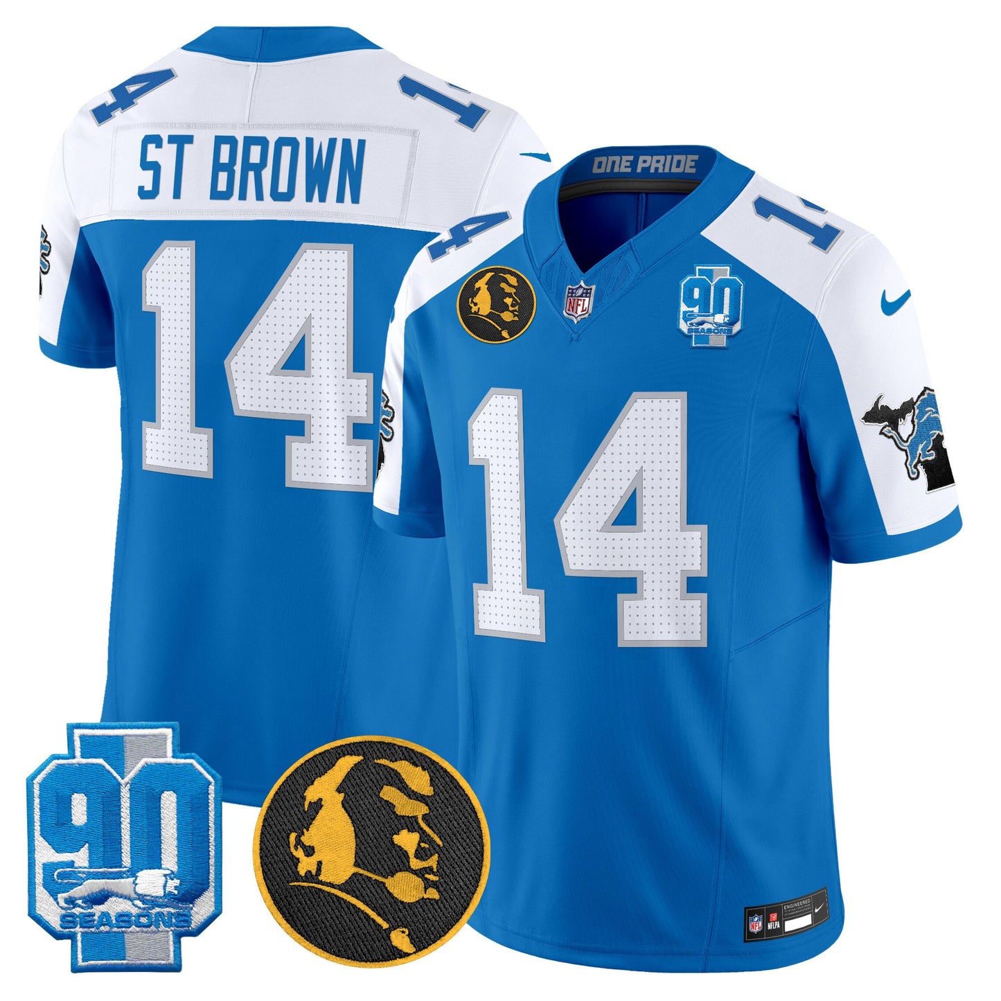 Men's Detroit Lions 2024 90th & John Madden Patch Vapor Limited Jersey - All Stitched
