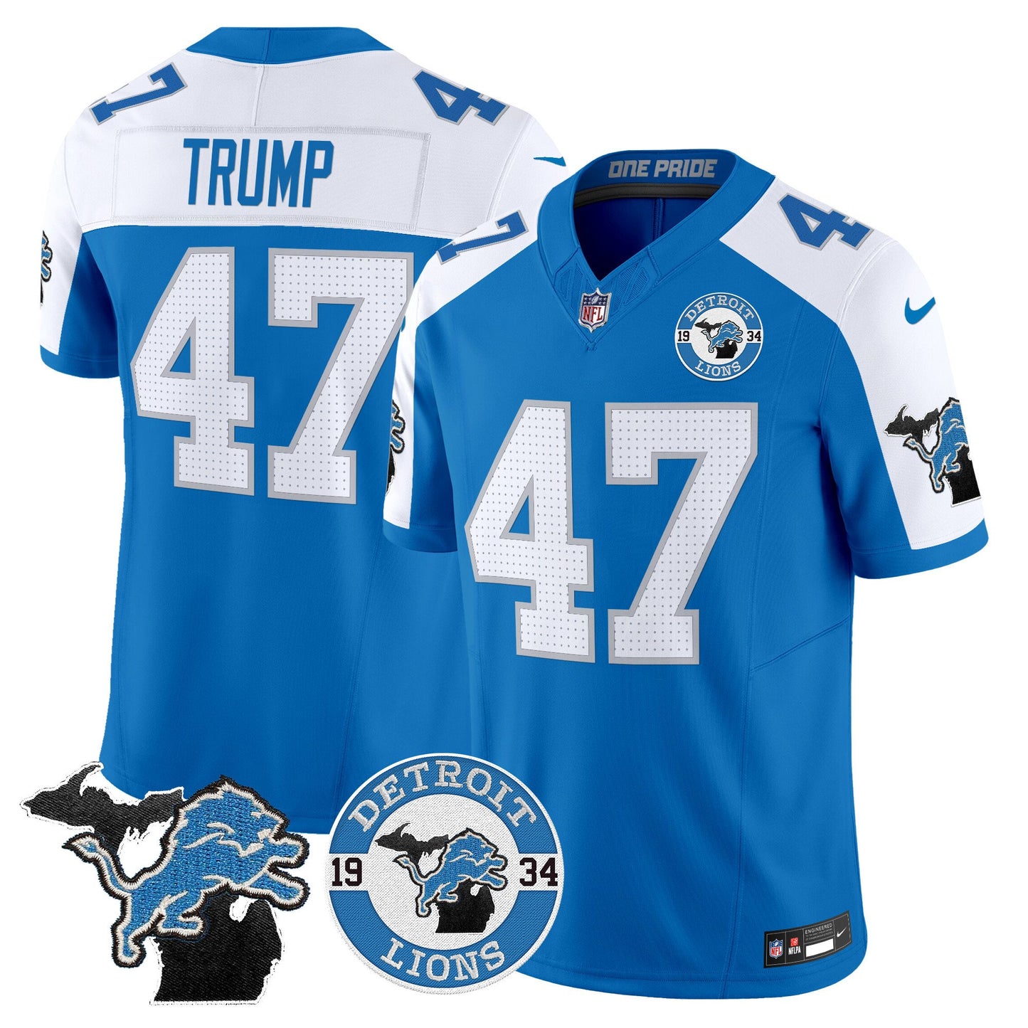 Men's Detroit Lions 2024 Vapor Limited Jersey - Est. 1934 Patch - All Stitched