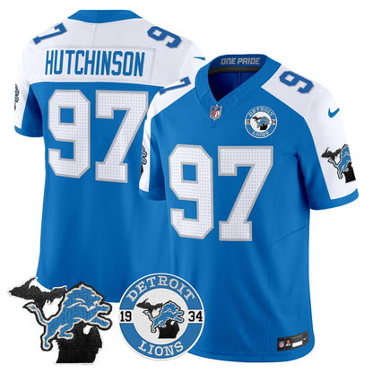 Men's Detroit Lions 2024 Vapor Limited Jersey - Est. 1934 Patch - All Stitched