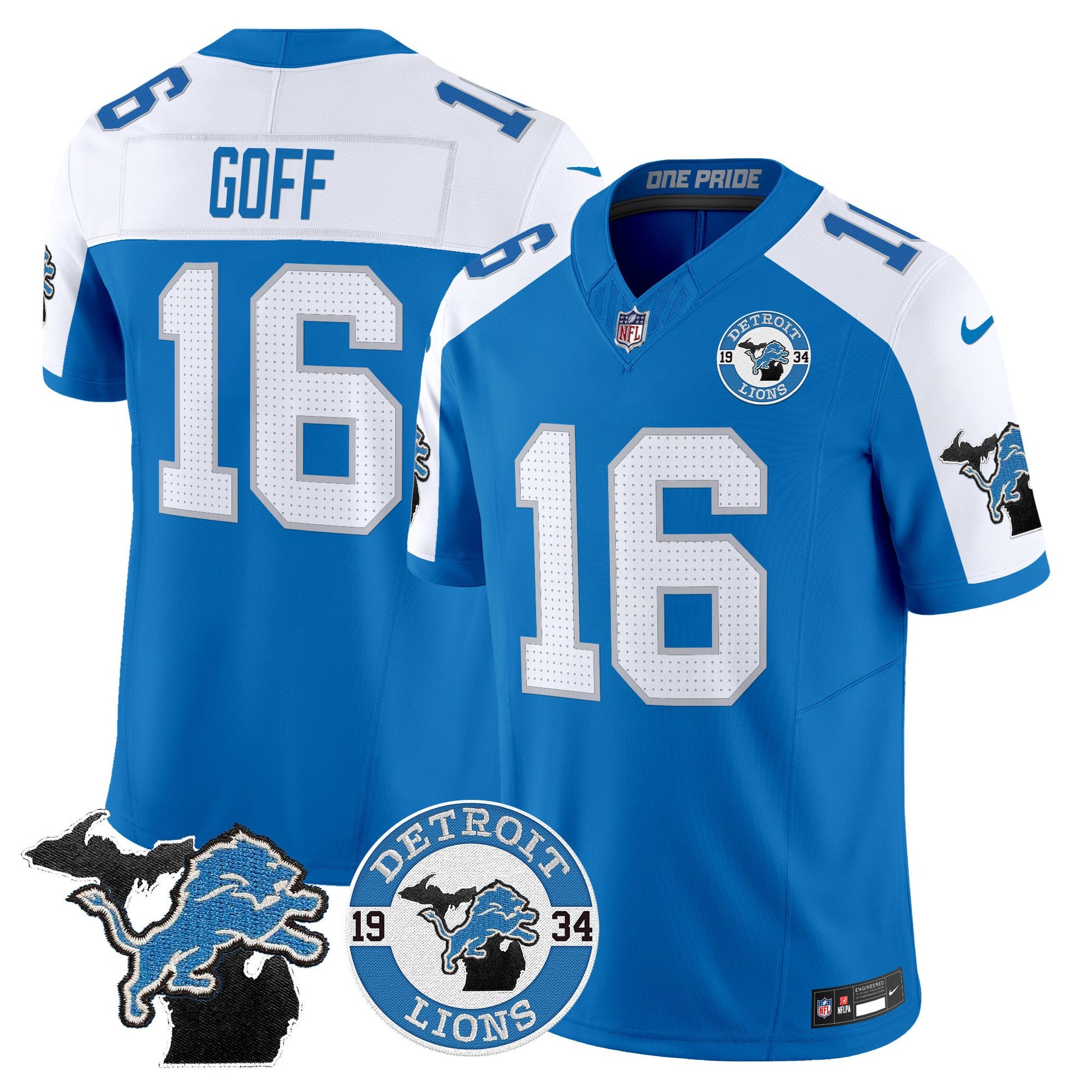 Men's Detroit Lions 2024 Vapor Limited Jersey - Est. 1934 Patch - All Stitched