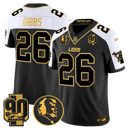 Men's Detroit Lions 2024 90th & John Madden Patch Gold Vapor Limited Jersey - All Stitched