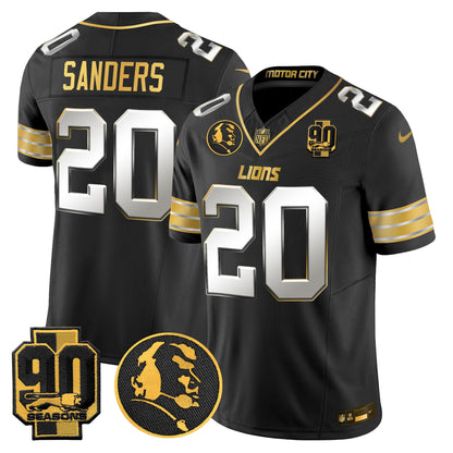 Men's Detroit Lions 2024 90th & John Madden Patch Gold Vapor Limited Jersey - All Stitched