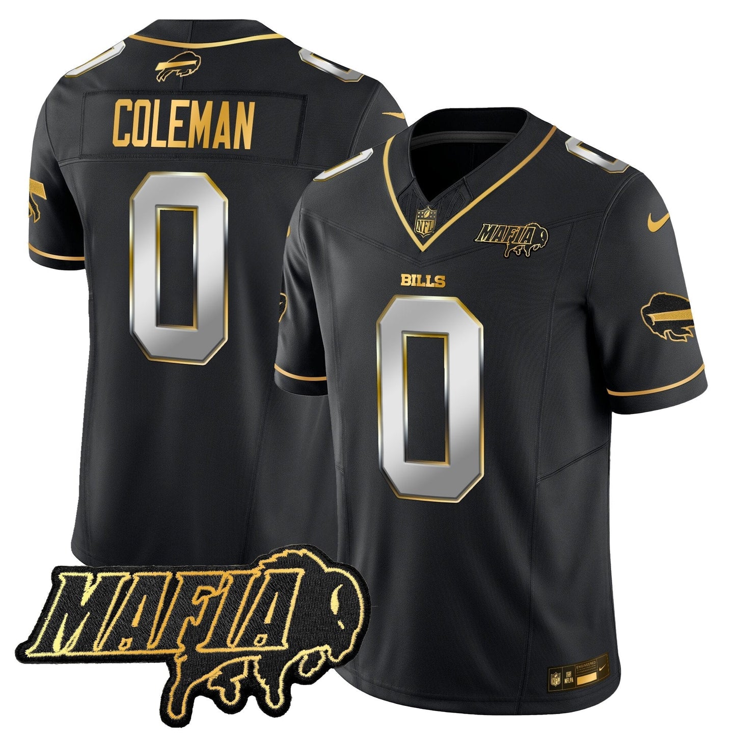 BUF 2024 Bills Mafia Patch Gold Vapor Limited Jersey - All Stitched