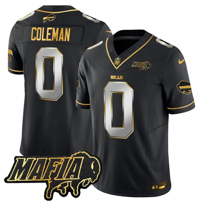 BUF 2024 Bills Mafia Patch Gold Vapor Limited Jersey - All Stitched