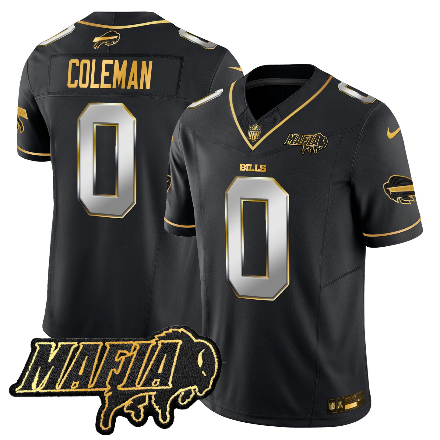 Men's Buffalo Bills 2025 Bills Mafia Patch Gold Vapor Limited Jersey - All Stitched