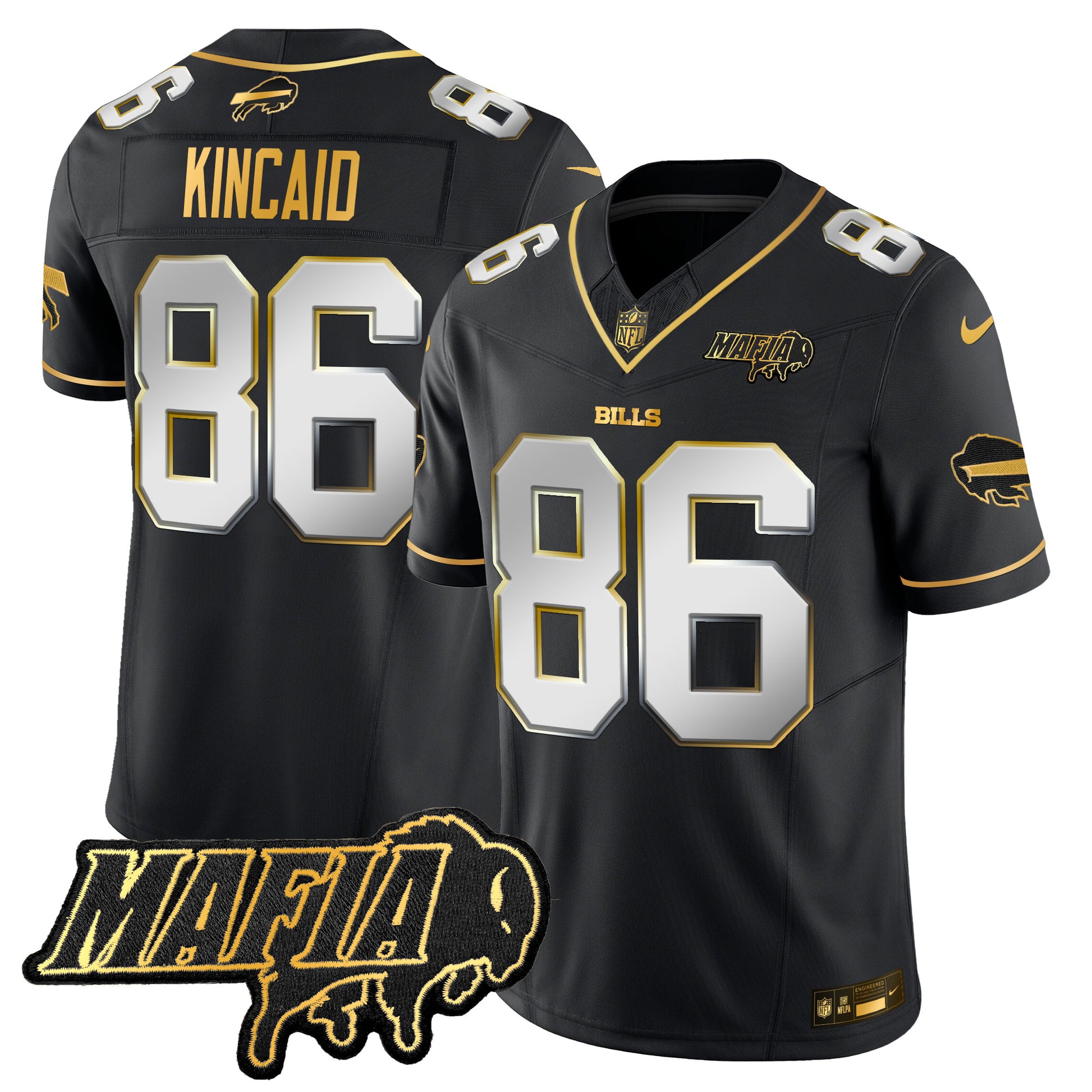 Men's Buffalo Bills 2025 Bills Mafia Patch Gold Vapor Limited Jersey - All Stitched