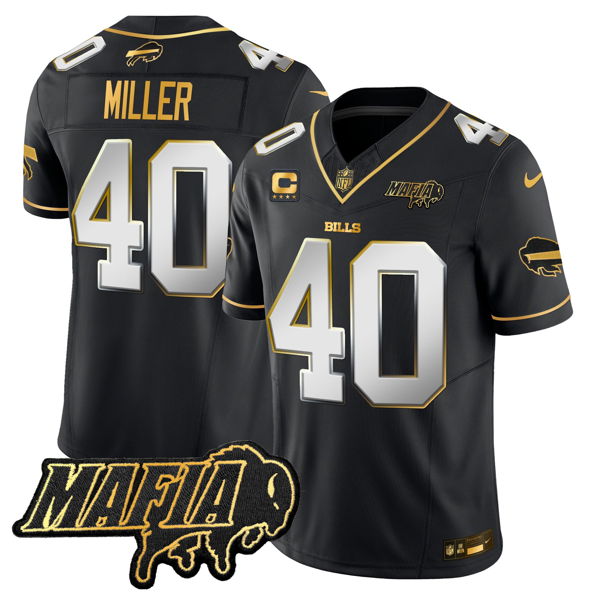 Men's Buffalo Bills 2025 Bills Mafia Patch Gold Vapor Limited Jersey - All Stitched