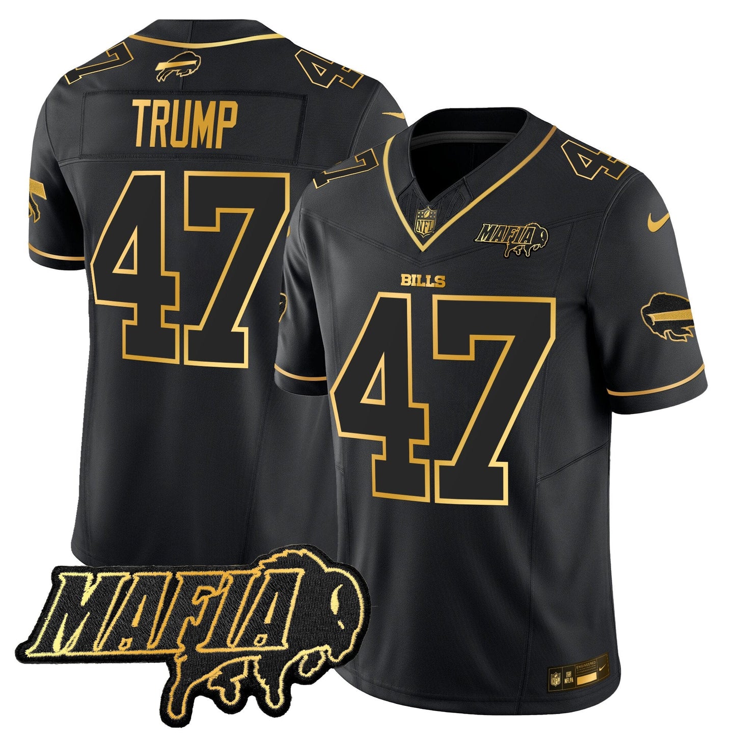 Buffalo Bills 2024 Bills Mafia Patch Gold Vapor Limited Jersey - All Stitched