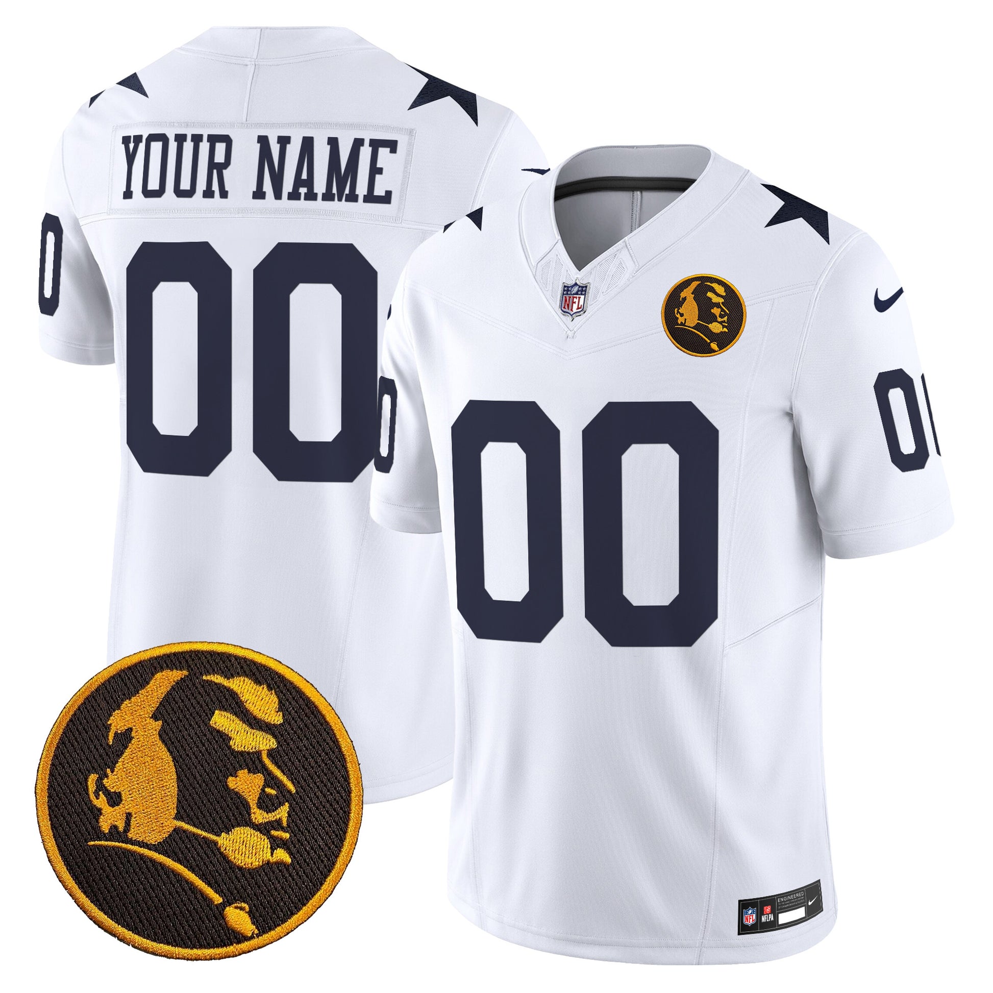 Cowboys Texas & John Madden Patch Vapor Limited Custom Jersey V2 - All Stitched