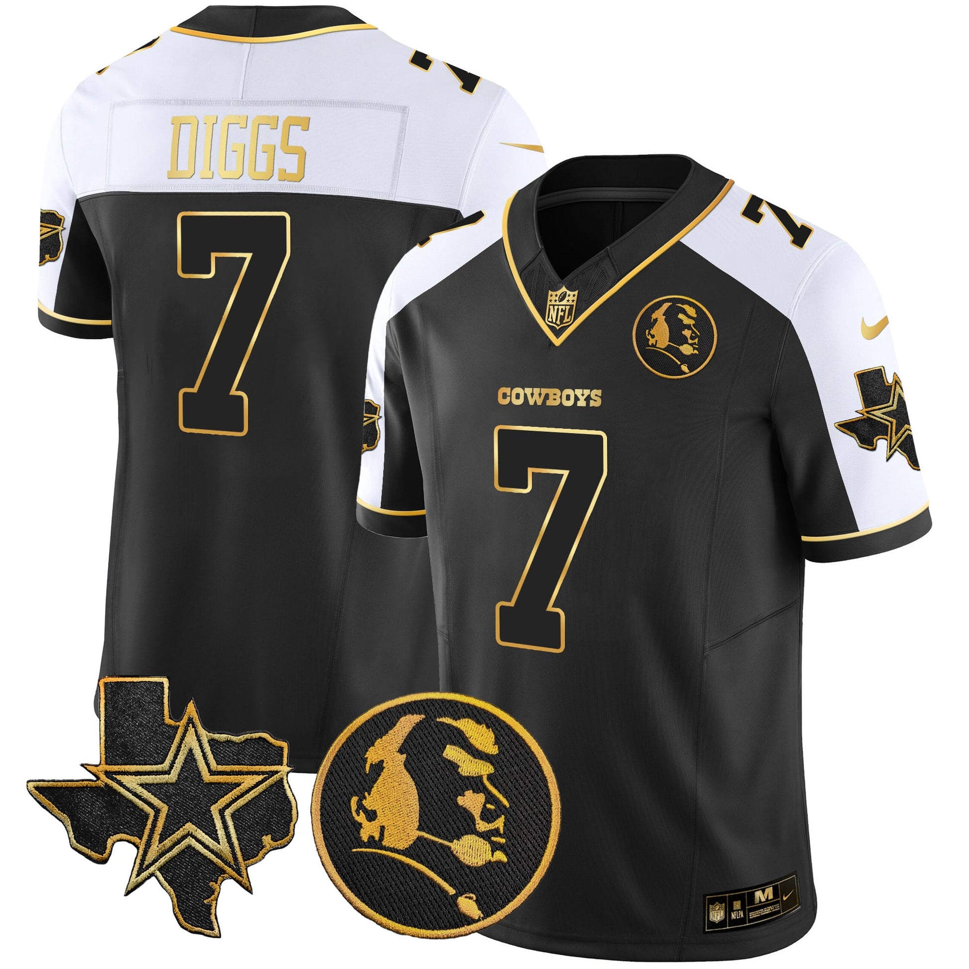 Men's Cowboys Texas & John Madden Patch Gold Vapor Limited Jersey - All Stitched