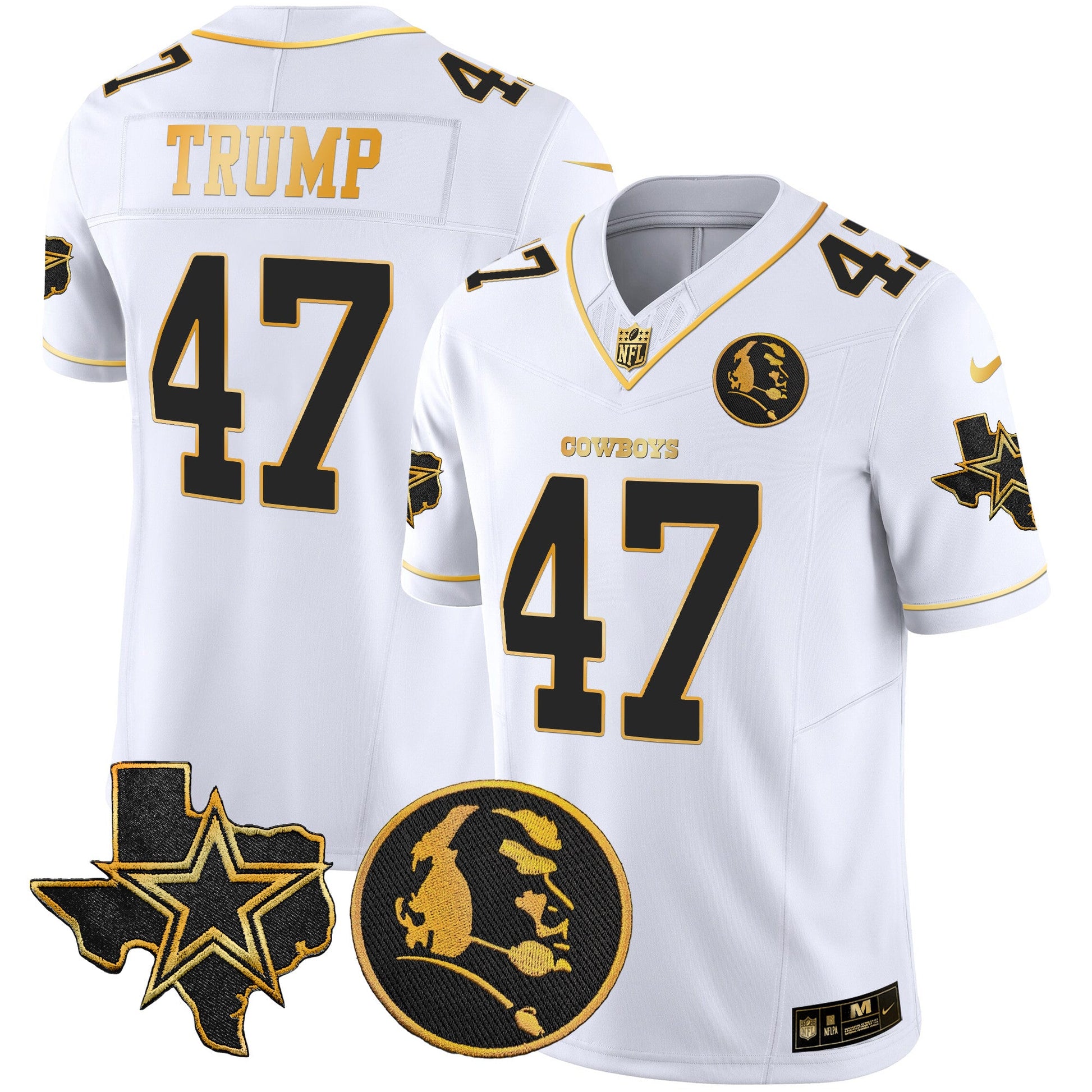 Cowboys Texas & John Madden Patch Gold Vapor Limited Jersey - All Stitched