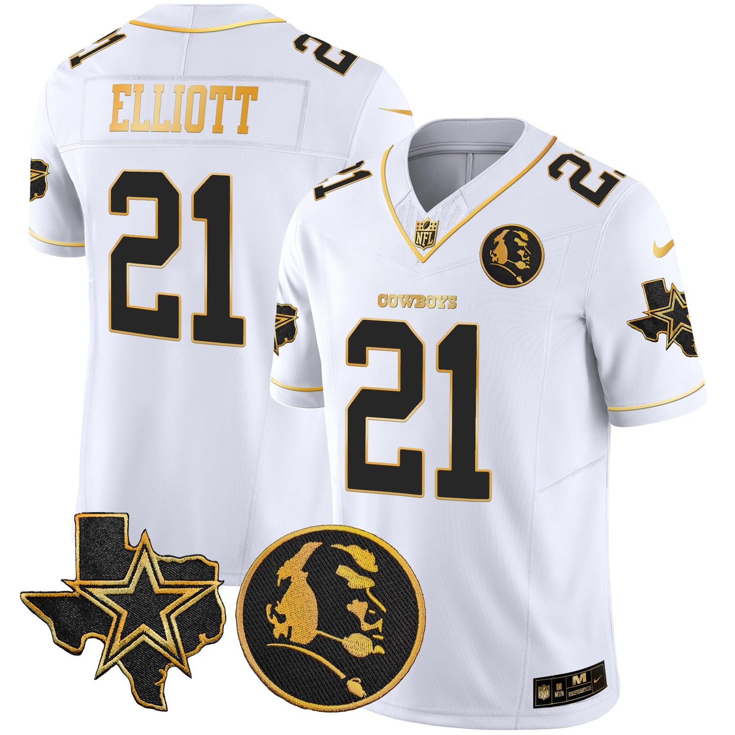 Cowboys Texas & John Madden Patch Gold Vapor Limited Jersey - All Stitched