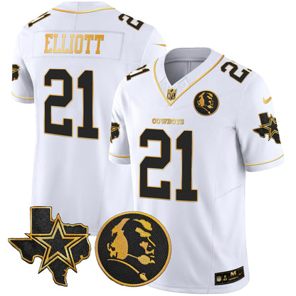 Cowboys Texas & John Madden Patch Gold Vapor Limited Jersey - All Stitched