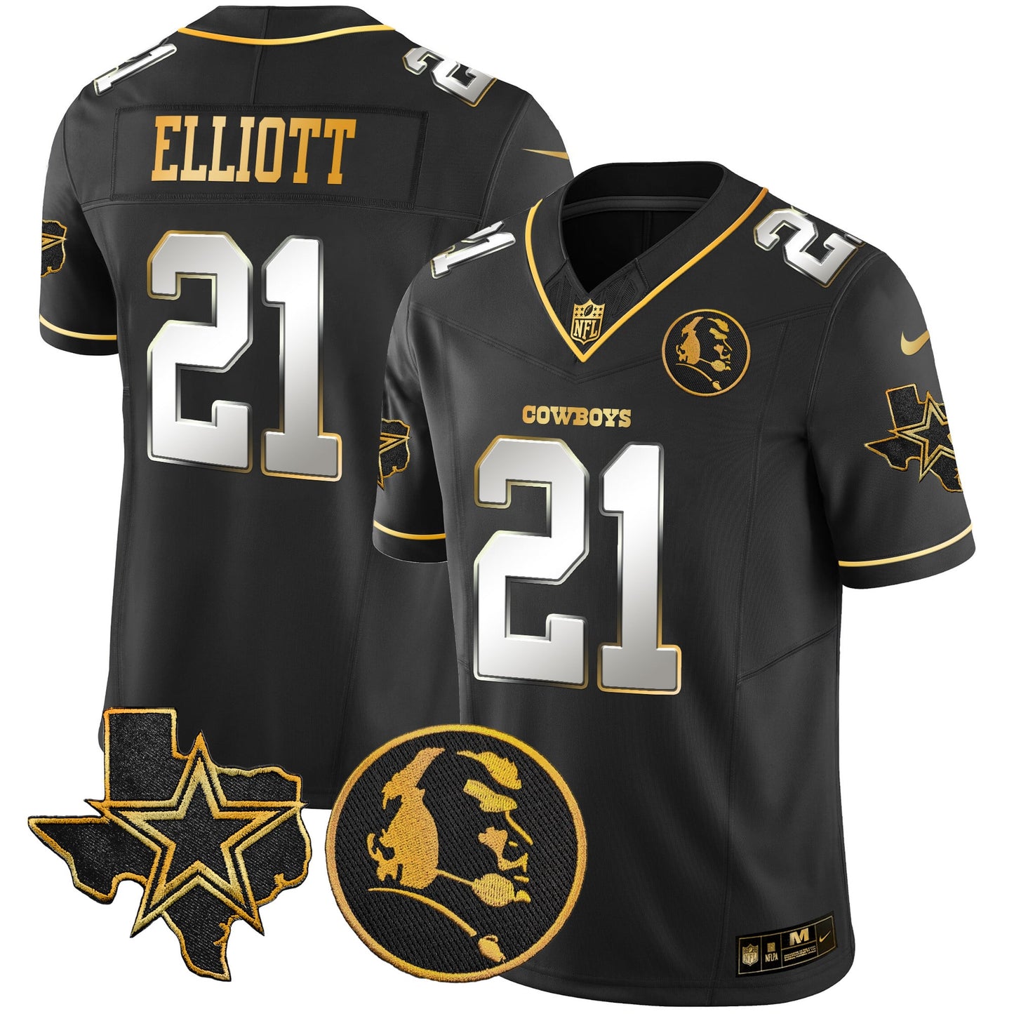 Men's Cowboys Texas & John Madden Patch Gold Vapor Limited Jersey - All Stitched