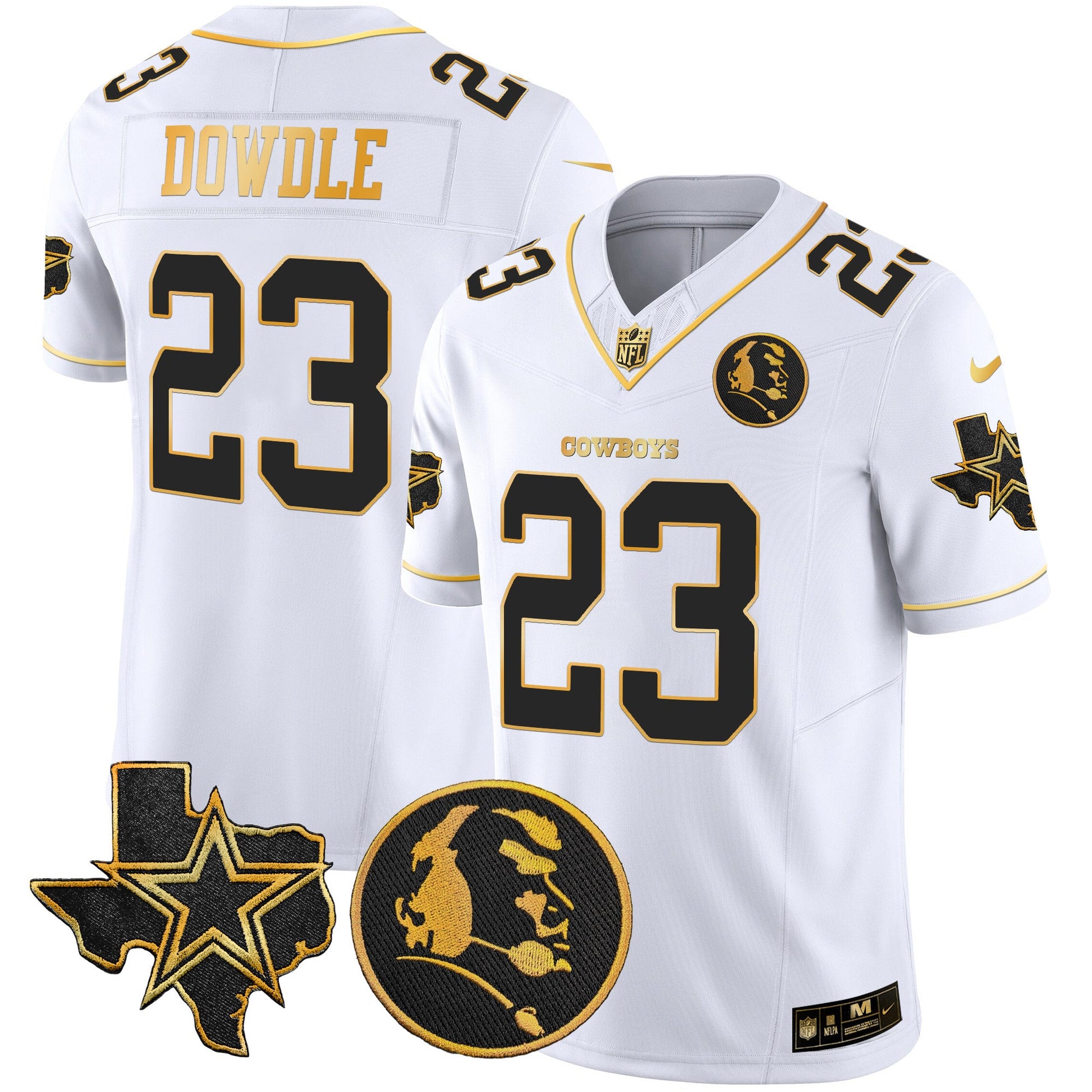 Cowboys Texas & John Madden Patch Gold Vapor Limited Jersey - All Stitched