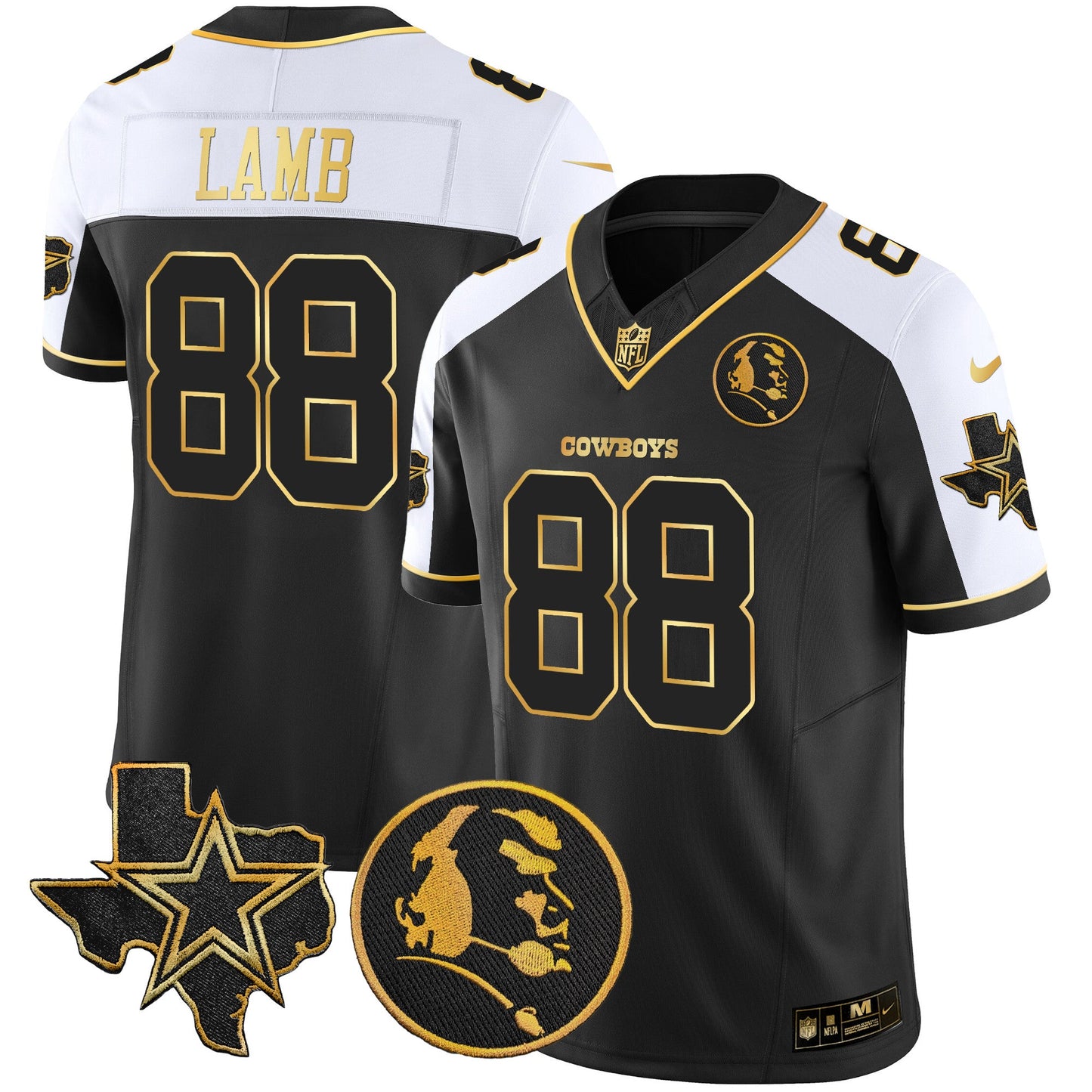 Cowboys Texas & John Madden Patch Gold Vapor Limited Jersey - All Stitched