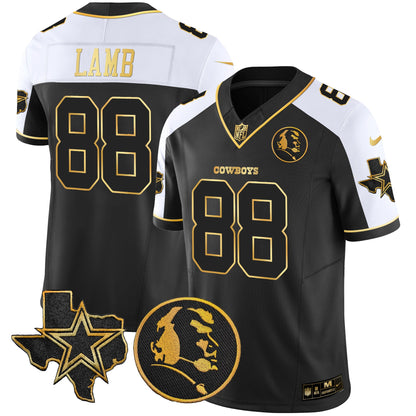 Cowboys Texas & John Madden Patch Gold Vapor Limited Jersey - All Stitched