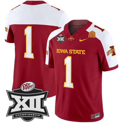 Iowa State 2024 Big 12 Championship Patch Vapor Limited Jersey - All Stitched