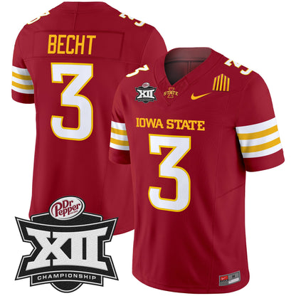 Iowa State 2024 Big 12 Championship Patch Vapor Limited Jersey - All Stitched
