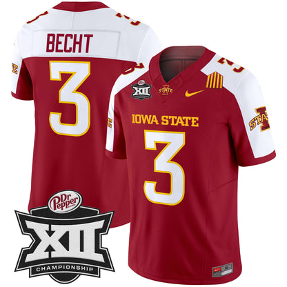 Iowa State 2024 Big 12 Championship Patch Vapor Limited Jersey - All Stitched