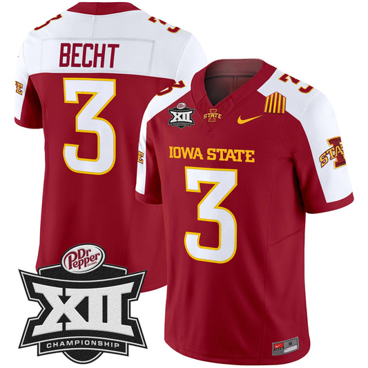 Iowa State 2024 Big 12 Championship Patch Vapor Limited Jersey - All Stitched