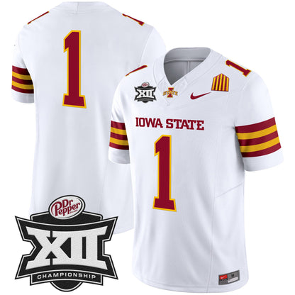 Iowa State 2024 Big 12 Championship Patch Vapor Limited Jersey - All Stitched