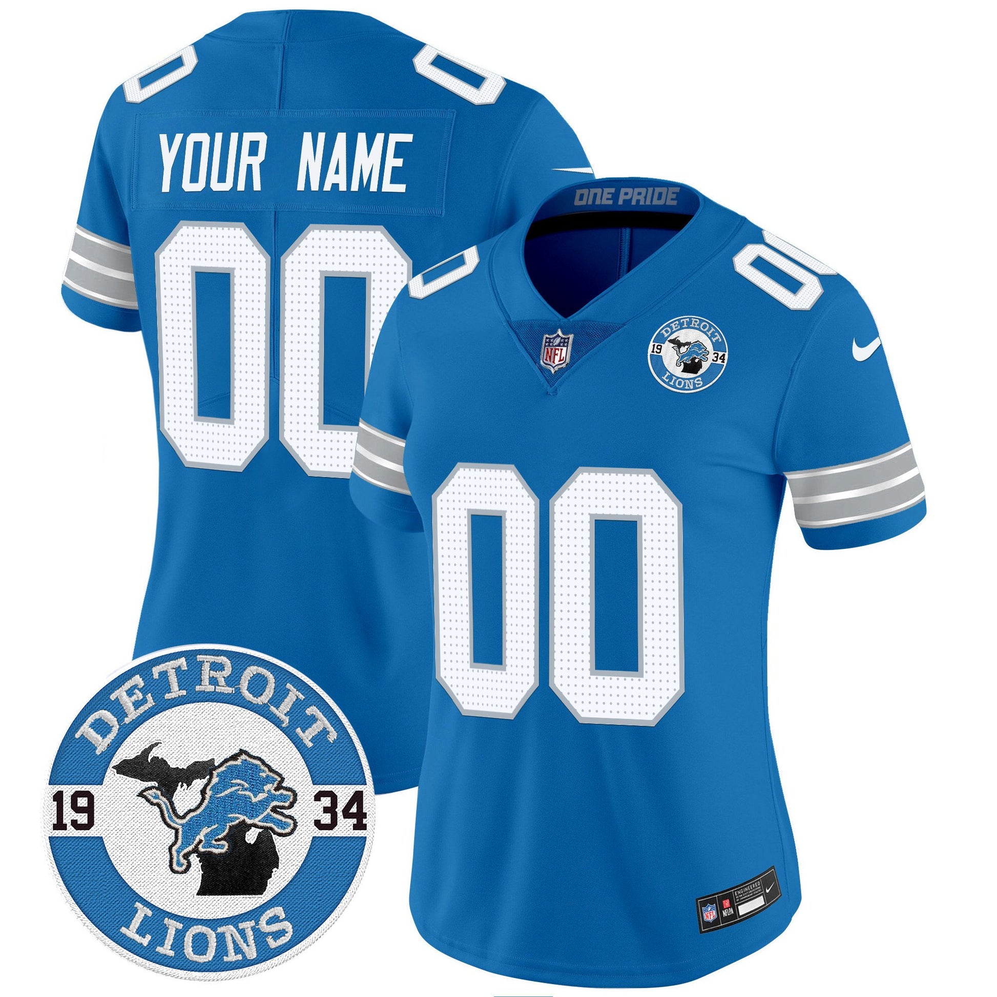 Detroit Lions 2024 Vapor Limited Custom Jersey - Est. 1934 Patch - All Stitched