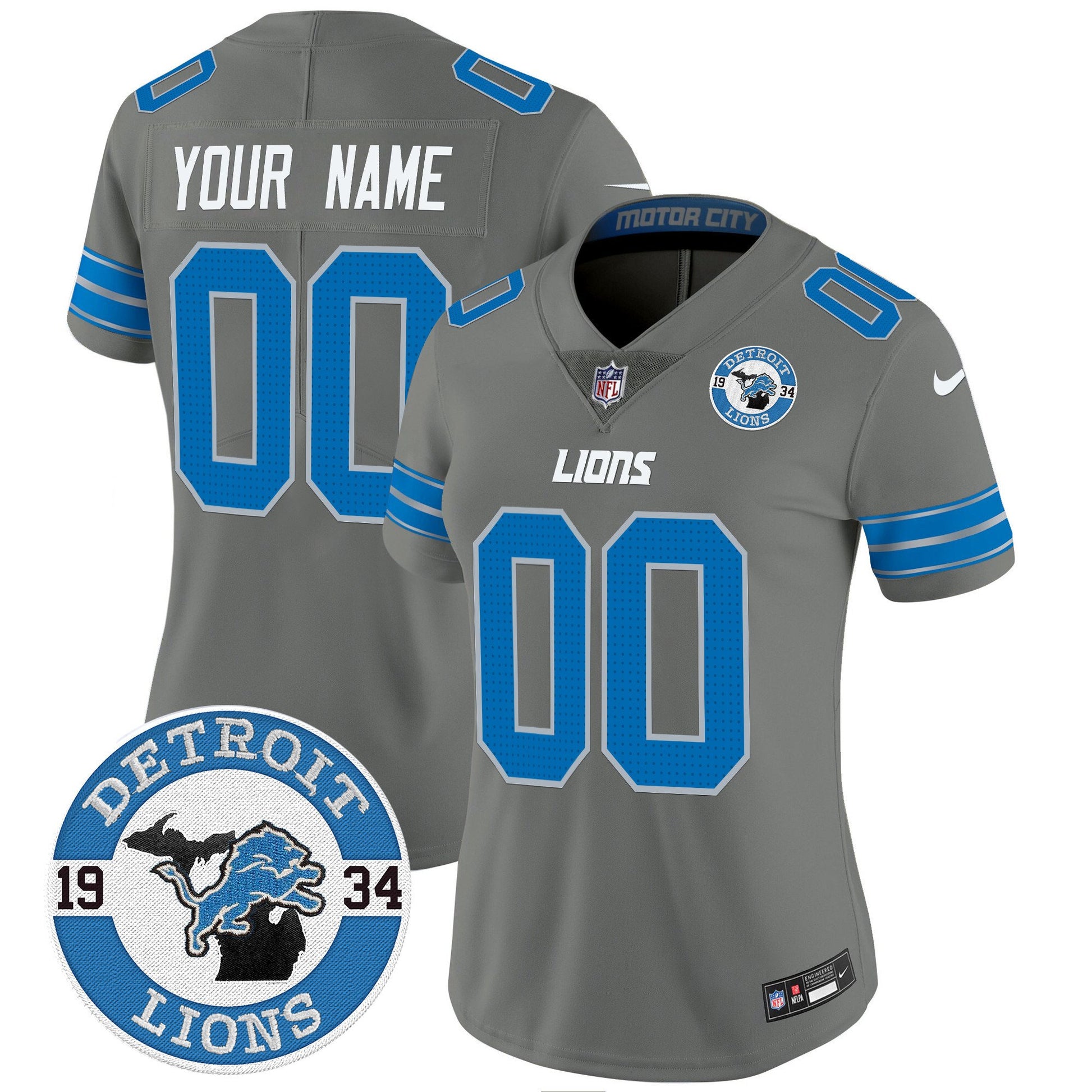 Detroit Lions 2024 Vapor Limited Custom Jersey - Est. 1934 Patch - All Stitched