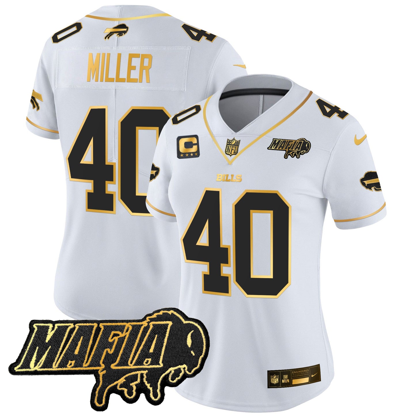 Women's Buffalo Bills 2024 Bills Mafia Patch Gold Vapor Limited Jersey - All Stitched