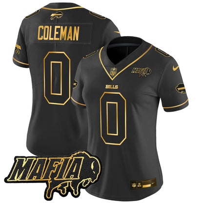 Women's BUF 2024 Bills Mafia Patch Gold Vapor Limited Jersey - All Stitched