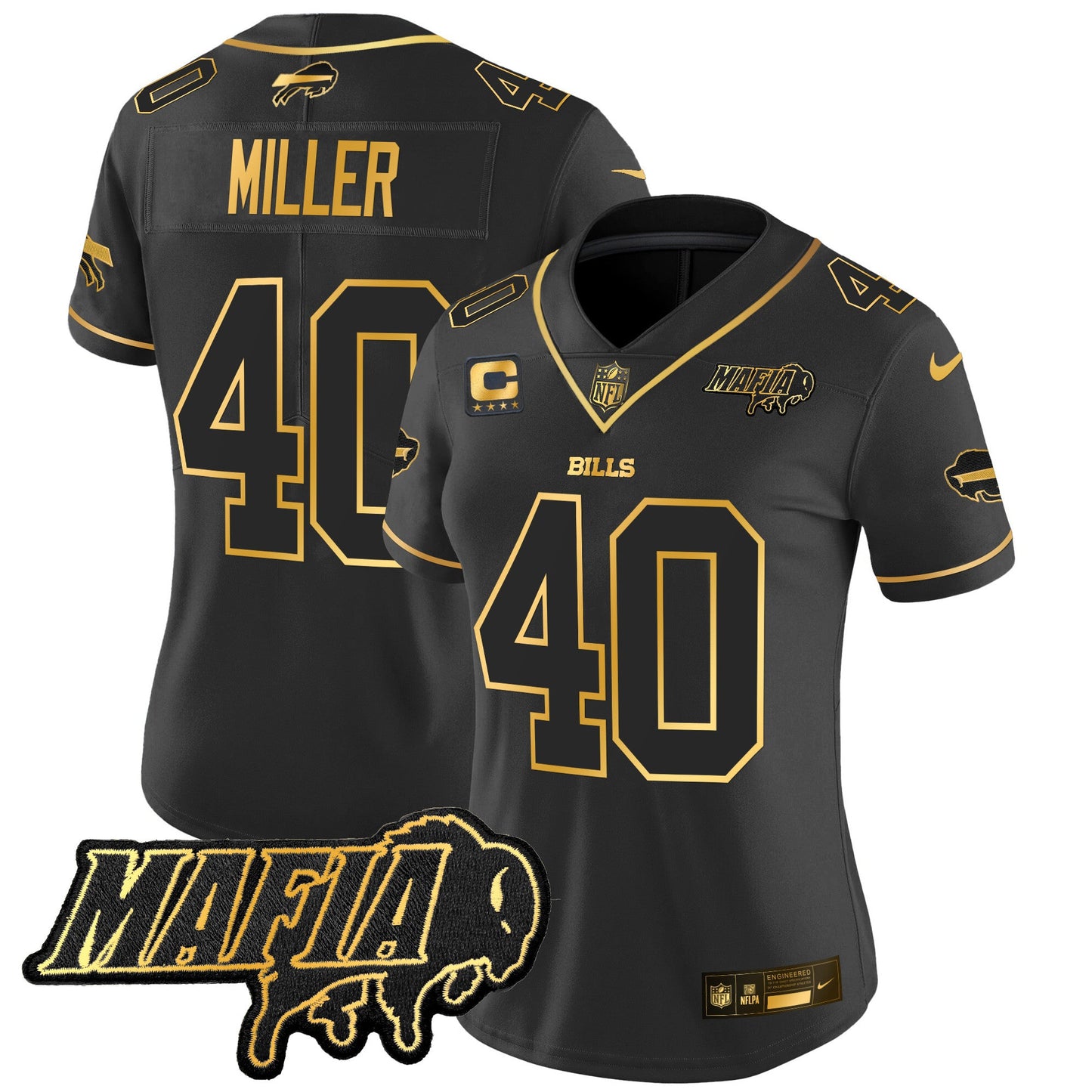 Women's Buffalo Bills 2024 Bills Mafia Patch Gold Vapor Limited Jersey - All Stitched