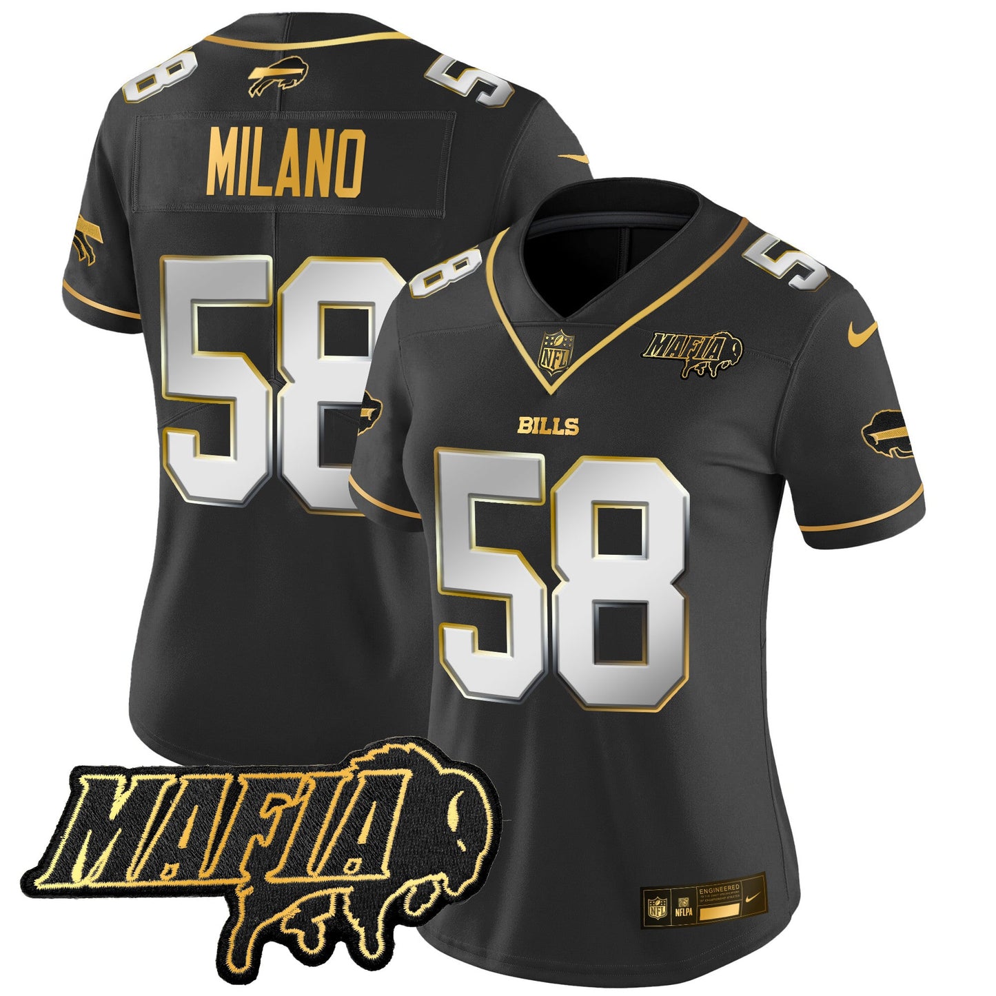 Women's Buffalo Bills 2024 Bills Mafia Patch Gold Vapor Limited Jersey - All Stitched