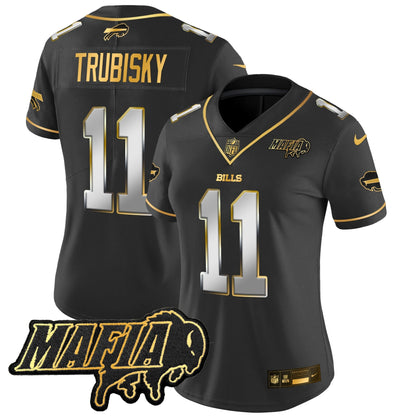 Women's BUF 2024 Bills Mafia Patch Gold Vapor Limited Jersey - All Stitched