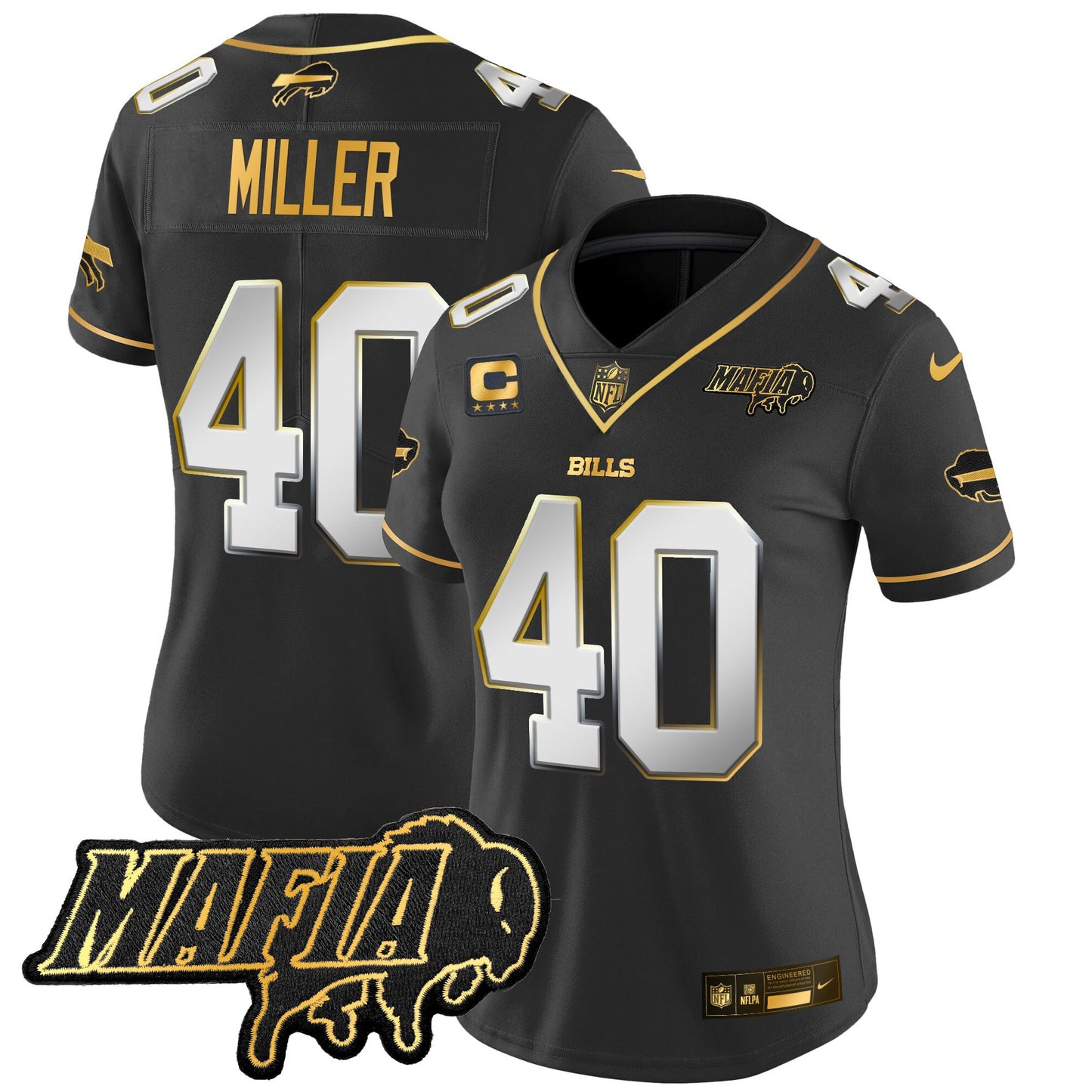 Women's Buffalo Bills 2024 Bills Mafia Patch Gold Vapor Limited Jersey - All Stitched