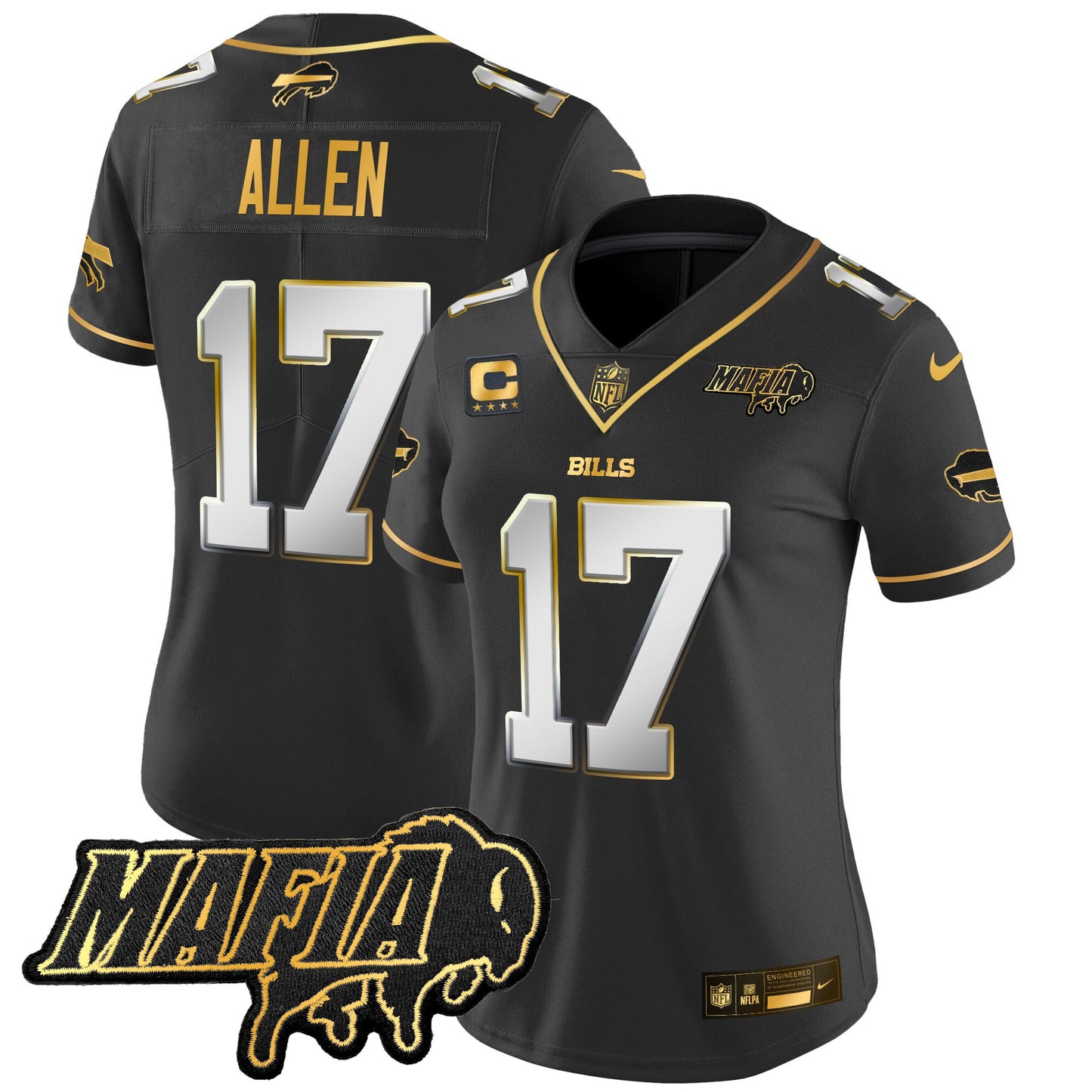 Women's Buffalo Bills 2024 Bills Mafia Patch Gold Vapor Limited Jersey - All Stitched