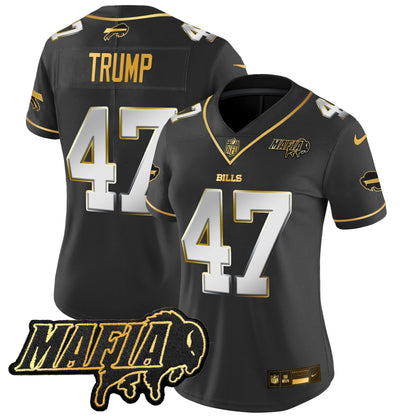 Women's BUF 2024 Bills Mafia Patch Gold Vapor Limited Jersey - All Stitched