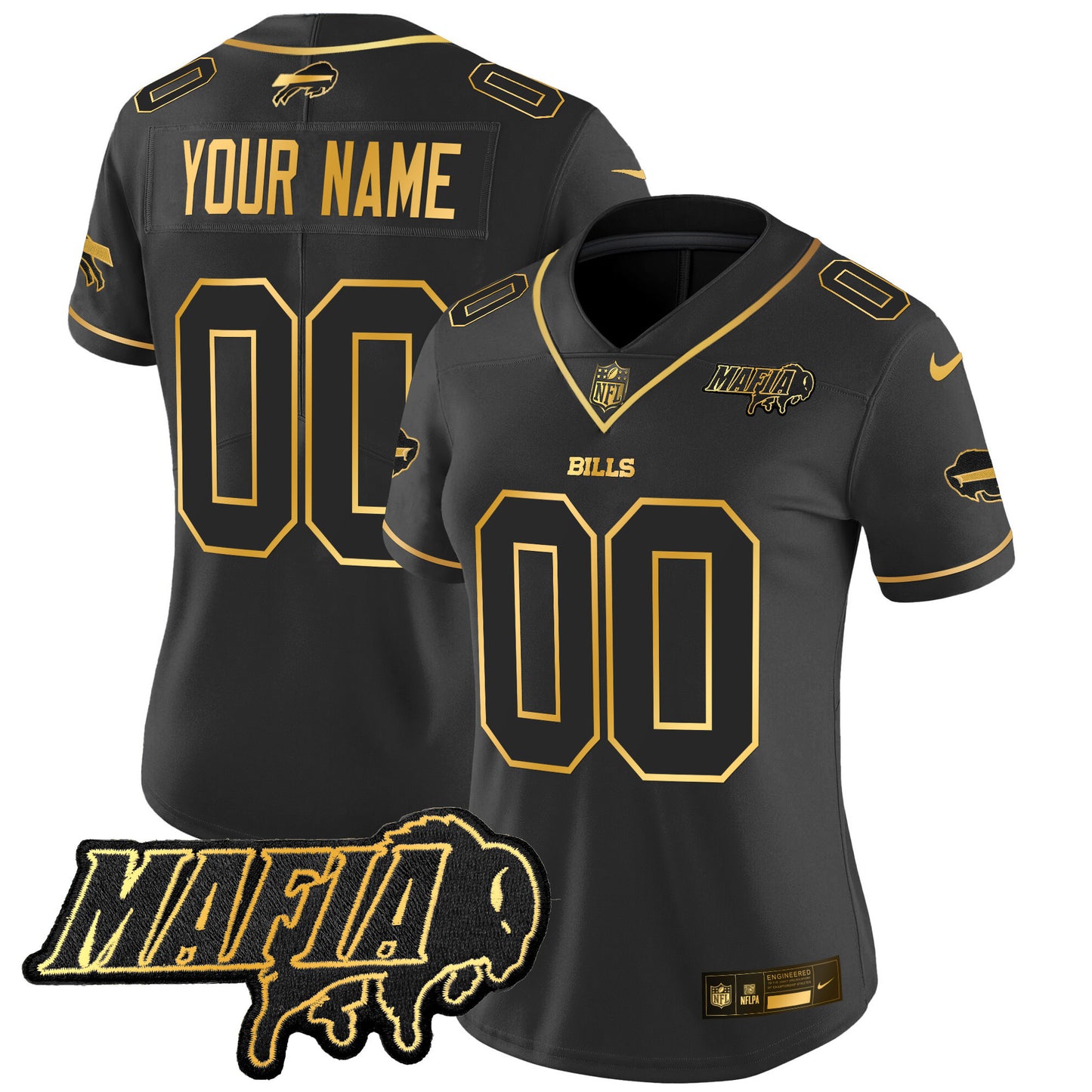 Buffalo Bills 2025 Bills Mafia Patch Gold Vapor Limited Custom Jersey - All Stitched