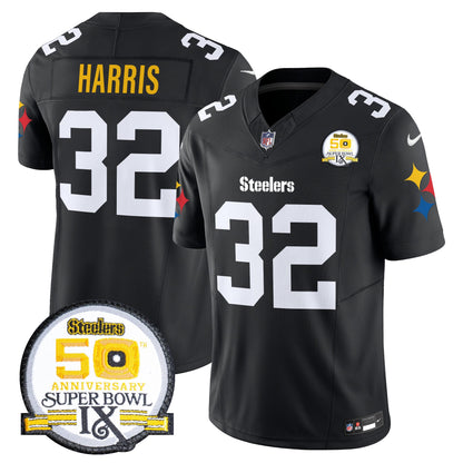 Men's Steelers 50th Anniversary Of Super Bowl IX Patch Vapor Limited Jersey V2 - All Stitched