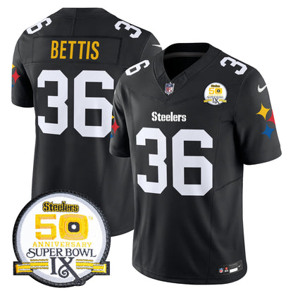 Men's Steelers 50th Anniversary Of Super Bowl IX Patch Vapor Limited Jersey V2 - All Stitched