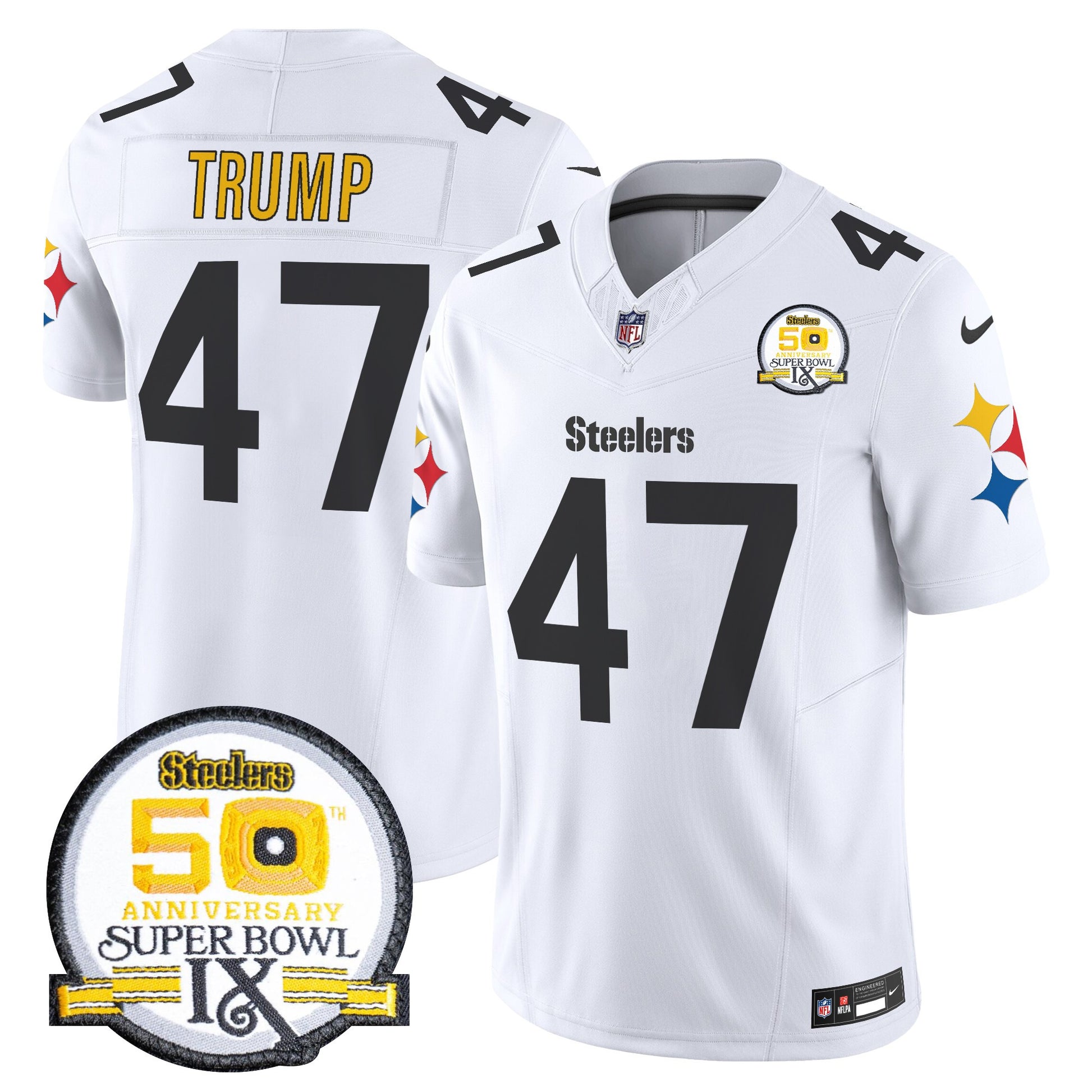 Men's Steelers 50th Anniversary Of Super Bowl IX Patch Vapor Limited Jersey V2 - All Stitched