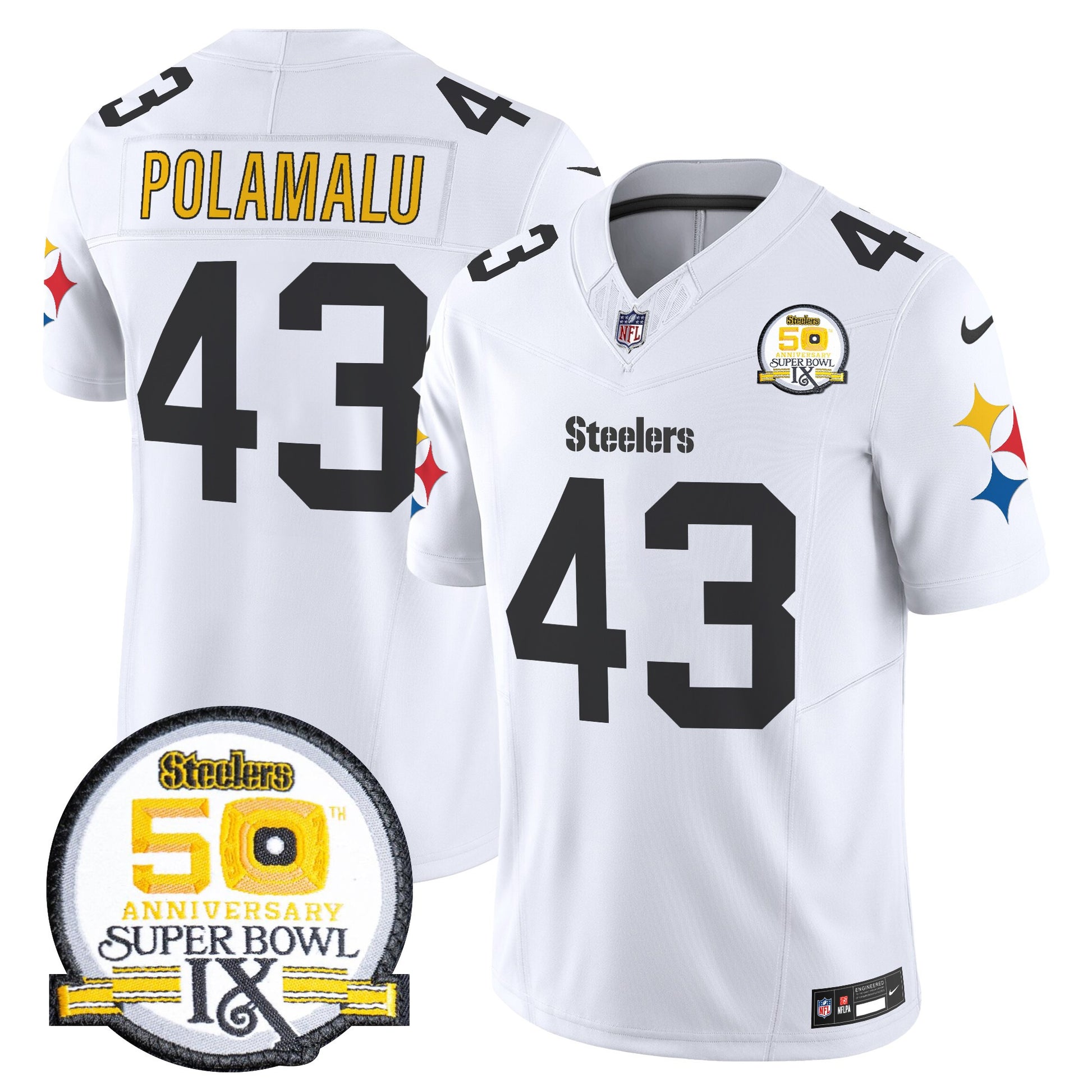Men's Steelers 50th Anniversary Of Super Bowl IX Patch Vapor Limited Jersey V2 - All Stitched