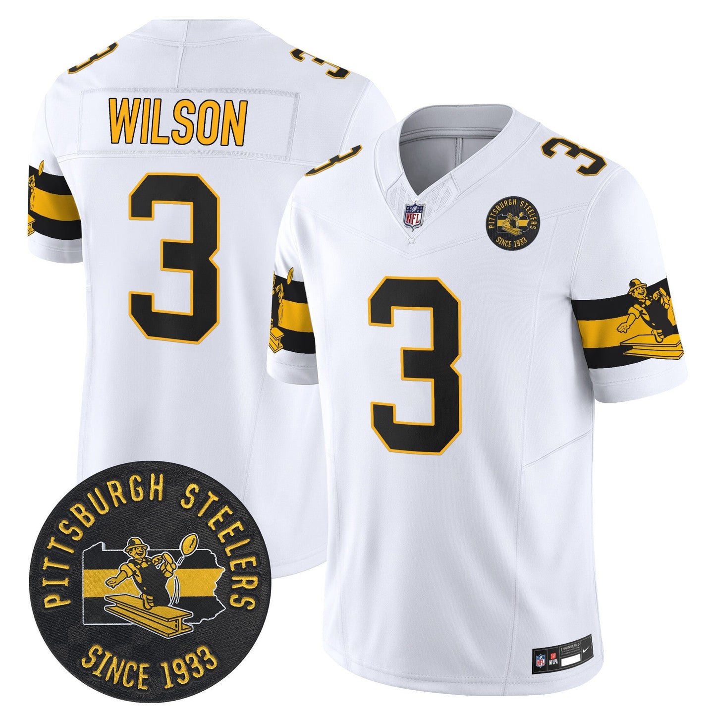 Pittsburgh Steelers Throwback 1933 Patch Vapor Limited Jersey - All Stitched