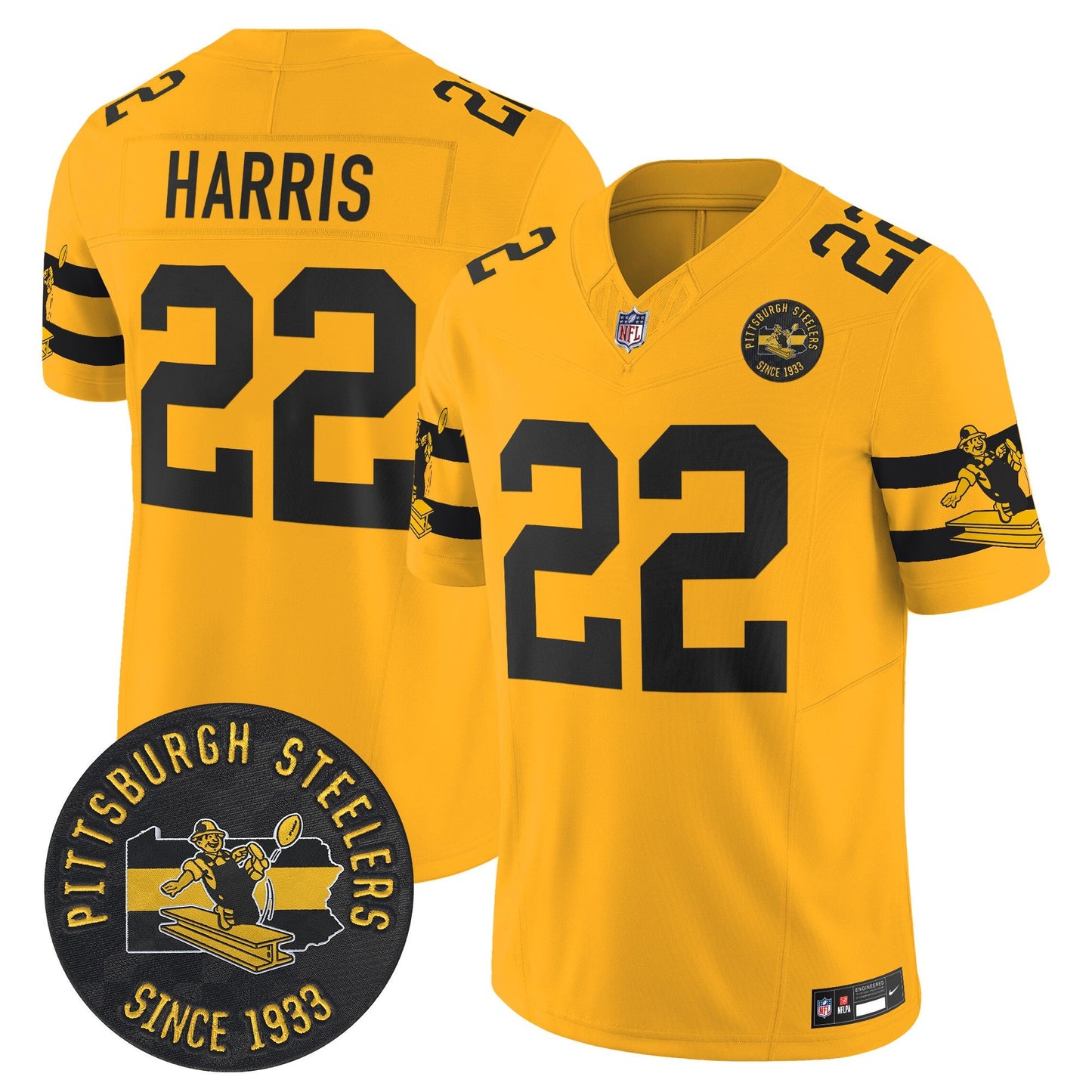 Pittsburgh Steelers Throwback 1933 Patch Vapor Limited Jersey - All Stitched