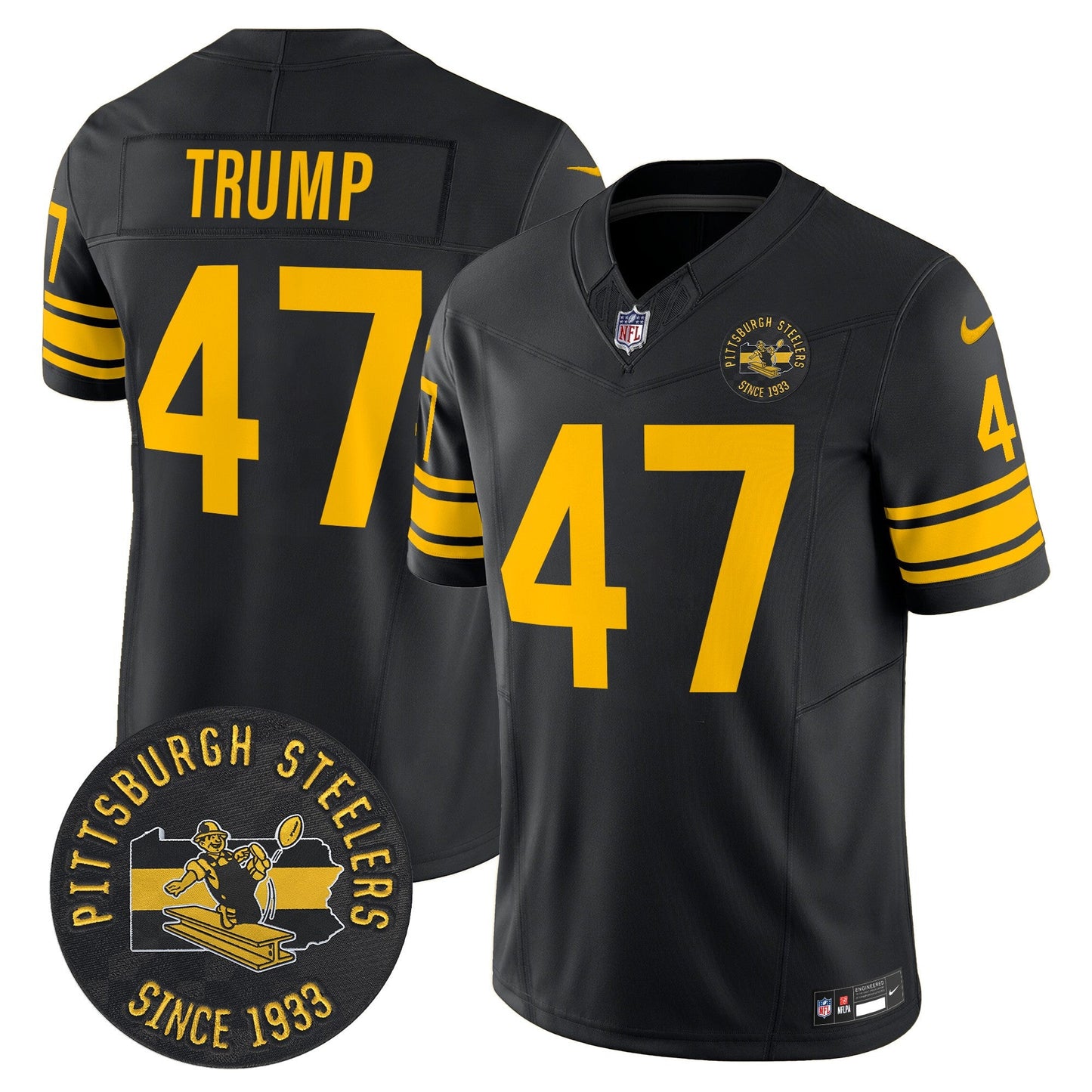 Pittsburgh Steelers Throwback 1962 Vapor Limited Jersey - Est. 1933 Patch - All Stitched