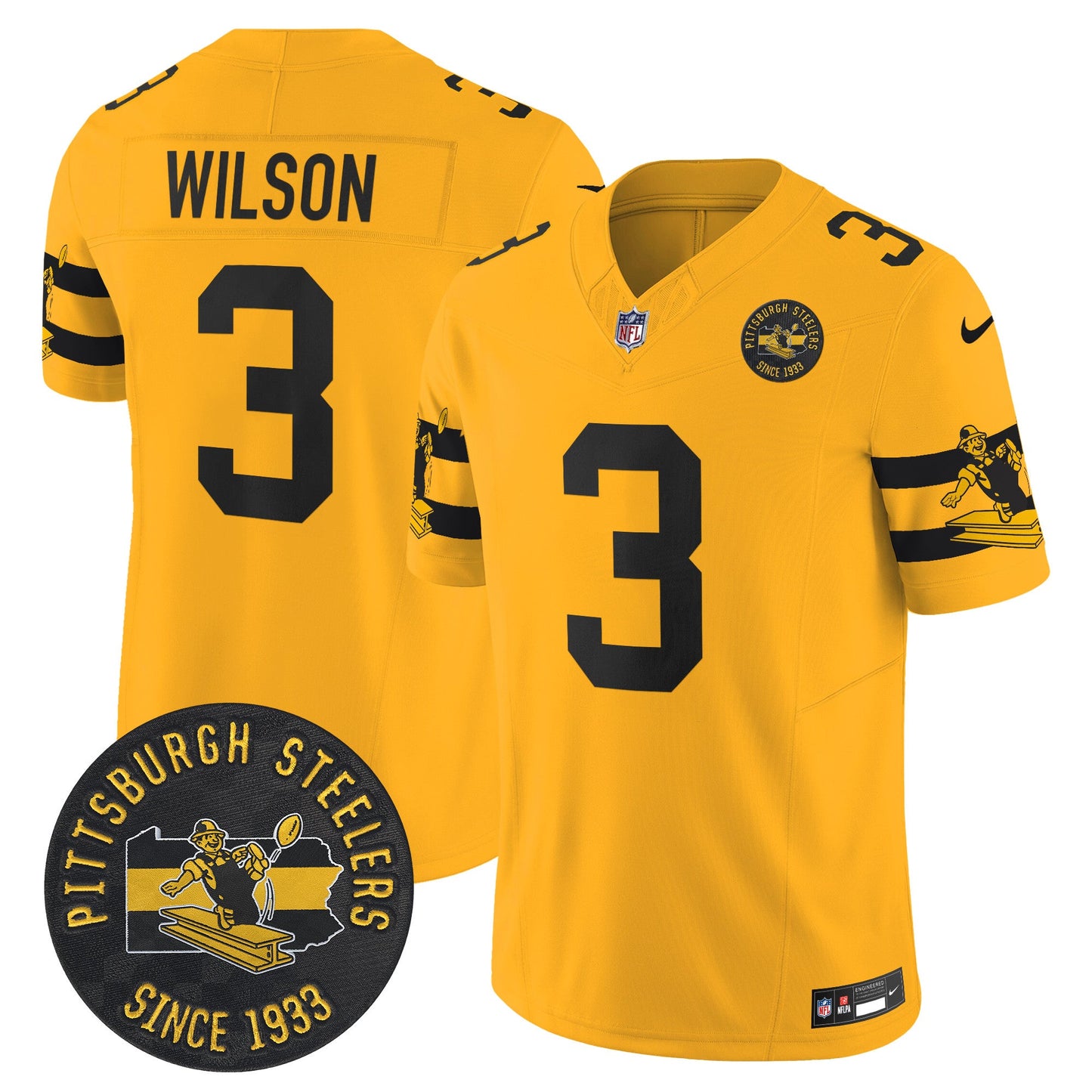 Pittsburgh Steelers Throwback 1933 Patch Vapor Limited Jersey - All Stitched